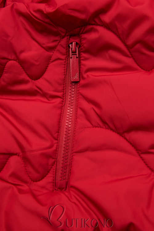 červená prošívaná bunda na zip