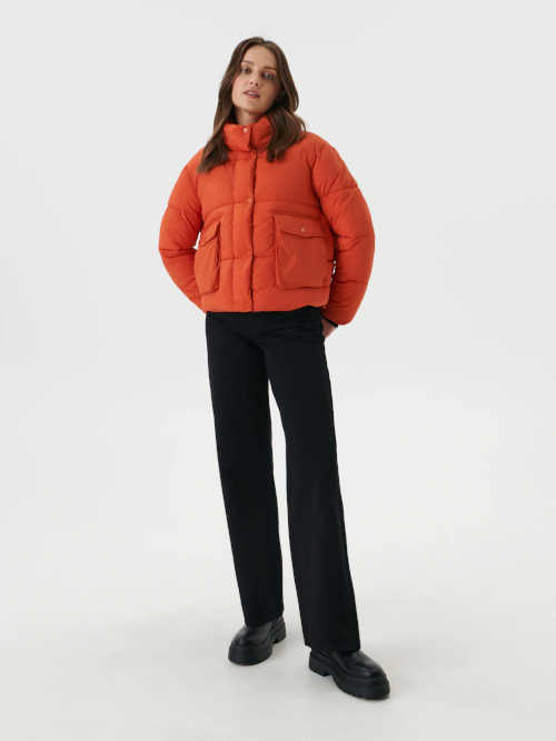 oranžová zimní krátká bunda