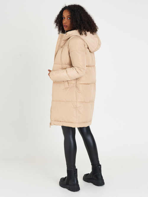 zimní béžová bunda s kapucí