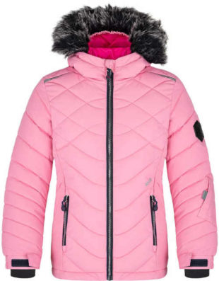 Dětská lyžařská bunda s kapucí a kožešinovým lemem