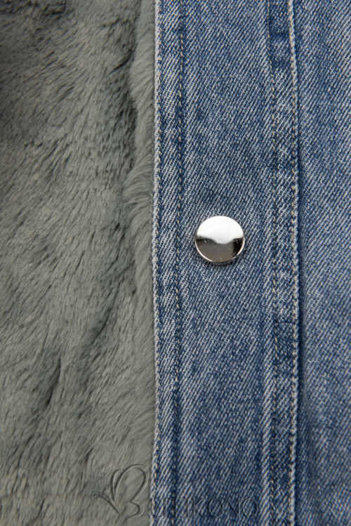 džínová bunda se šedou podšívkou