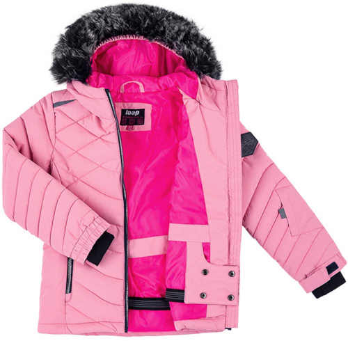 růžová dívčí lyžařská bunda
