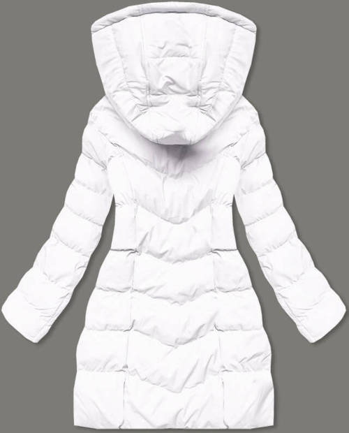bílá prošívaná bunda s kapucí