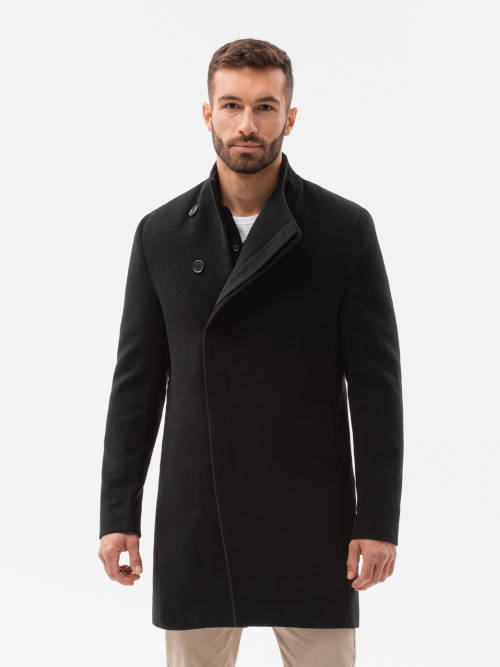 pánský vlněný černý kabát