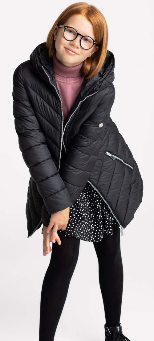 Černá prošívaná zimní bunda pro dceru