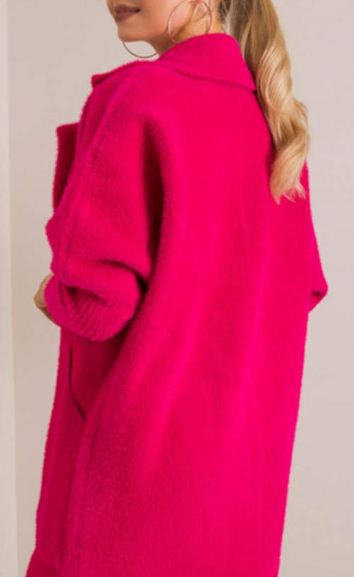 Červený vlněný zimní kabát z alpaky