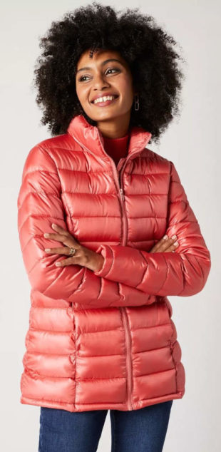 Korálově růžová prošívaná dámská zimní bunda výprodej