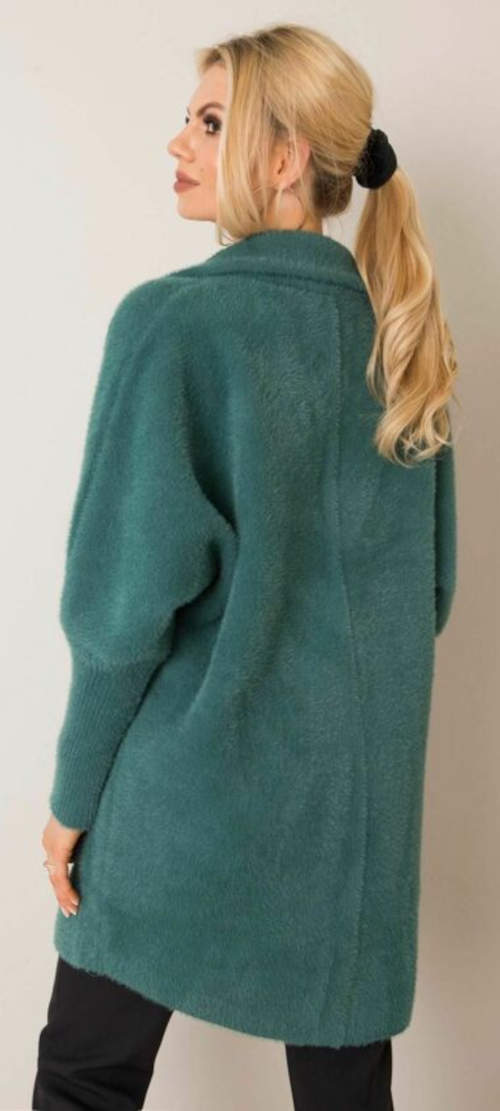 Zelený vlněný dámský zimní kabát
