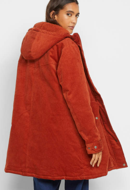Manšestrová dámská zimní bunda s kapucí