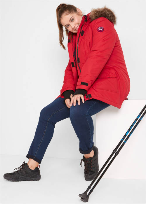 Červená sportovní dámská zimní bunda na hory