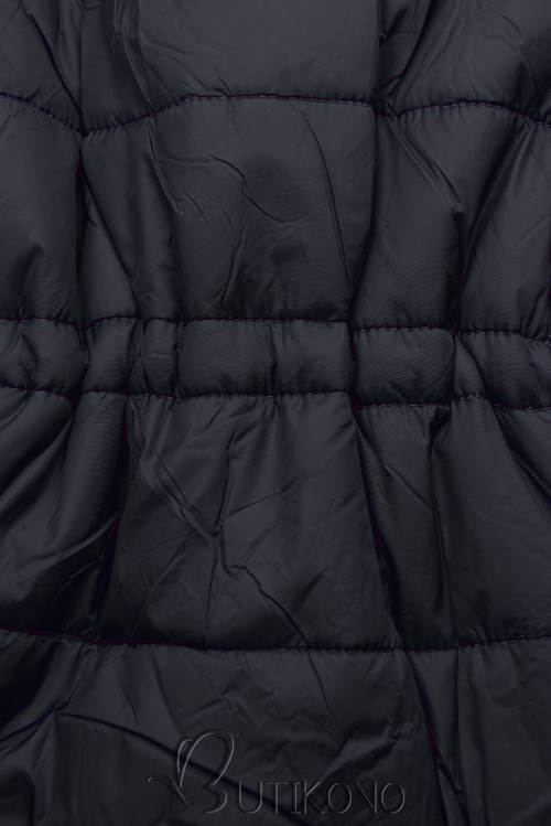 Oboustranná prošívaná tmavě šedá dámská zimní bunda