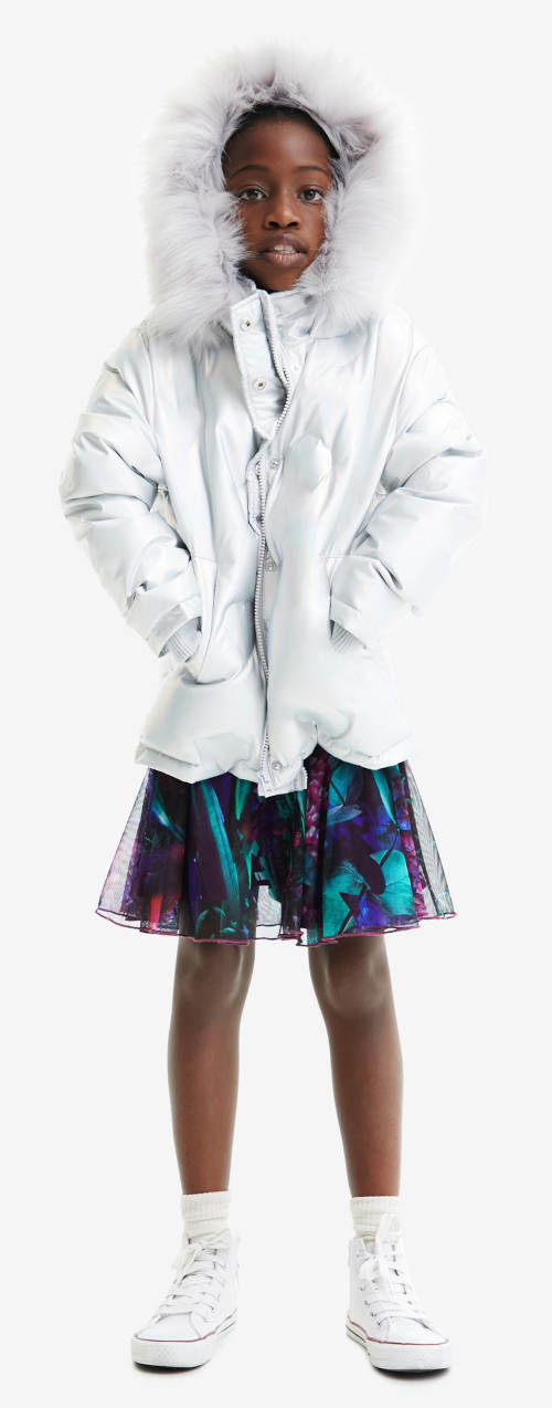 Stříbrná dívčí zimní bunda Desigual výprodej