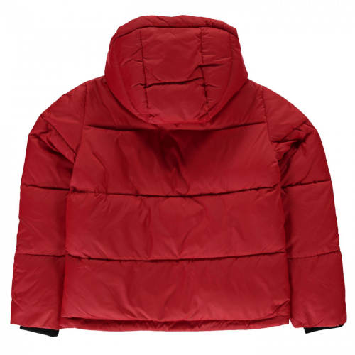 Červená prosívaná dívčí zimní bunda Calvin Clain s kapucí