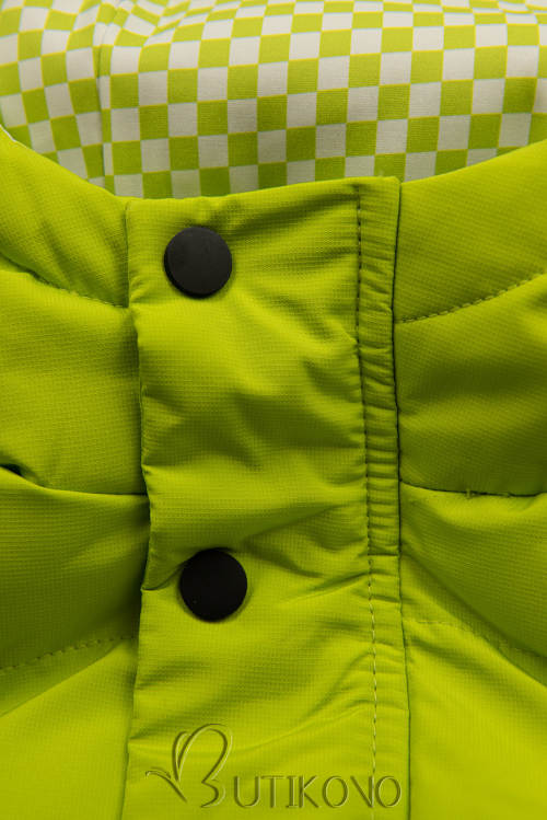 Zelená dětská zimní bunda se zapínáním na zip a patentky